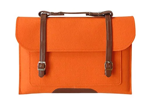 Briefcase with fox prints-Creative Laptop Computer Briefcases Computer Laptop Bag Laptop Sleeve(Orange)