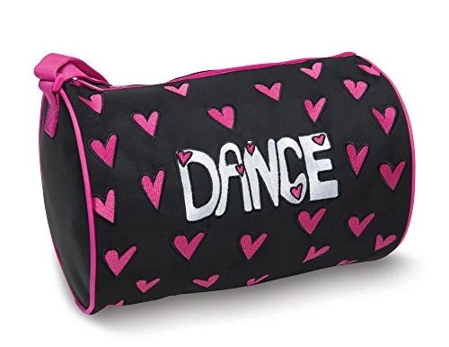 Duffel Bag influencer pick-Dansbagz By Danshuz Girl'S Hearts For Dance Duffel Bag, Black, Hot Pink, Os