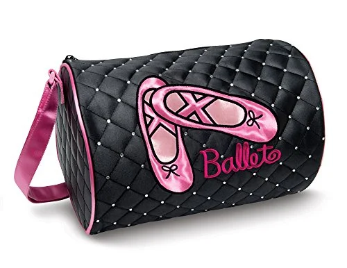 Duffel Bag promotion reward-Dansbagz By Danshuz Girl'S Quilted Rhinestone Ballet Duffel Bag, Black, Hot Pink, Os