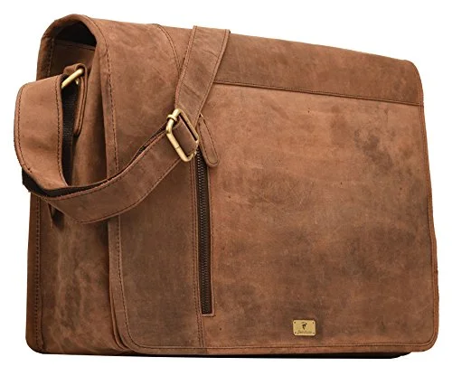 Messenger bag with bonus compartments-Dh Valley Genuine Buffalo Leather Messenger Bag In Vintage Style Shoulder Travel Bag Laptop Bag