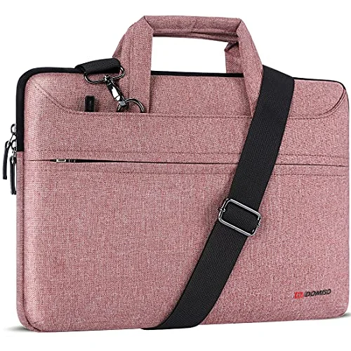 Briefcase with event kits-DOMISO 10.1 inch Laptop Sleeve Shoulder Bag Water-Resistant Messenger Bag Business Briefcase for 9.7"10.5"11"iPad Pro,iPad Air 3 10.5, iPad Pro 10.5, iPad 1/2/3/4/5/6,Lenovo Yoga Book, Pink