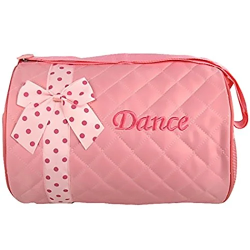 Duffel Bag city inspired-Duffel Dance Bag With Polka Dot Bow (Light Pink)