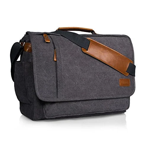 Messenger bag rugged design-Estarer Computer Messenger bag Water-resistance Canvas Shoulder Bag 15.6 Inch Laptop for Travel Work