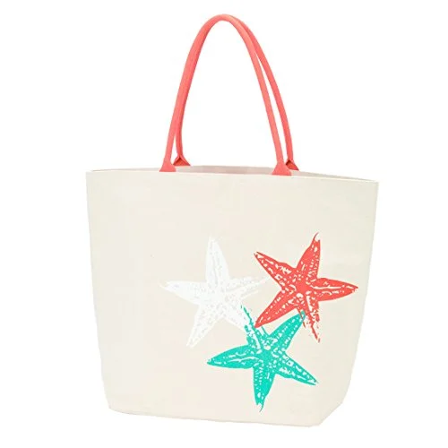 Fashion Heavy Duty Palm Coast Canvas Tote Bag Can Be Personalized Or Monogrammed (Starfish)