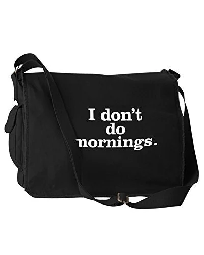 Messenger bag stylish trim-Funny I Don'T Do Mornings Black Canvas Messenger Bag