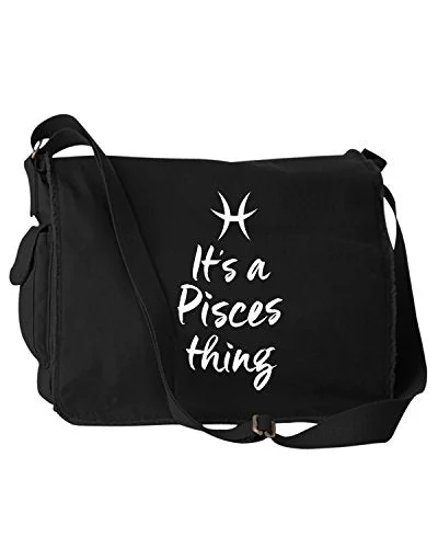 Messenger bag with strong straps-Funny It'S A Pisces Thing Zodiac Sign Black Canvas Messenger Bag