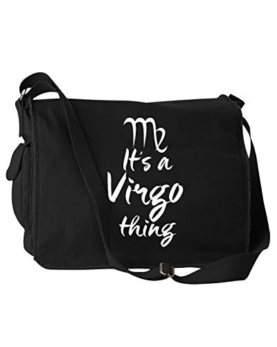 Messenger bag with cushioned grip-Funny It'S A Virgo Thing Zodiac Sign Black Canvas Messenger Bag