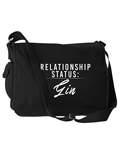 Messenger bag durable design-Funny Relationship Status:Gin Alcohol Black Canvas Messenger Bag