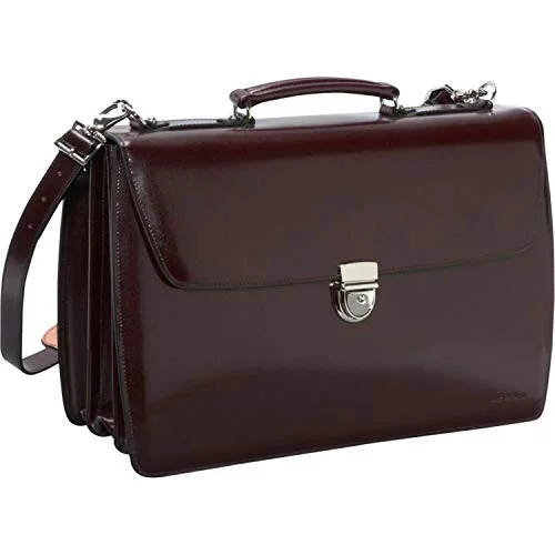 Briefcase with tool kits-Jack Georges Elements Triple Gusset Flap Leather Briefcase W/open Back Pocket - Burgundy