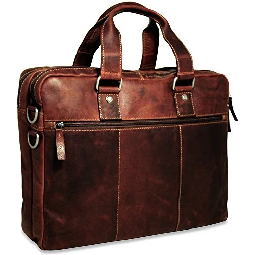 Briefcase with city gear-Jack Georges Mens Voyager Large Double Gusset Top Zip Briefcase in Brown