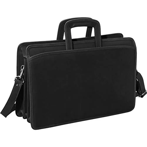 Briefcase with tech accessories-Jack Georges Unisex University Triple Gusset Top Zip Tri-Pocket Briefcase (Custom Black)