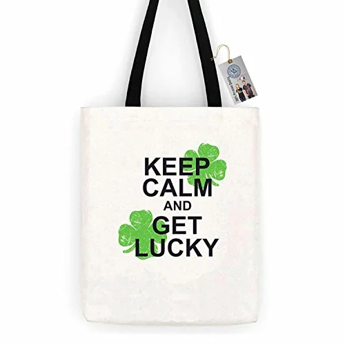 Keep Calm And Get Lucky Shirtcotton Canvas Tote Bag Day Trip Bag Carry All