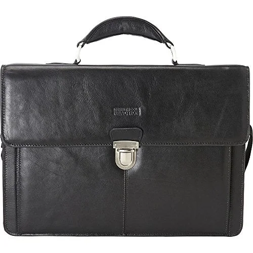 Briefcase with fine seams-Kenneth Cole Reaction Leather Portfoilo Briefcase (Black)