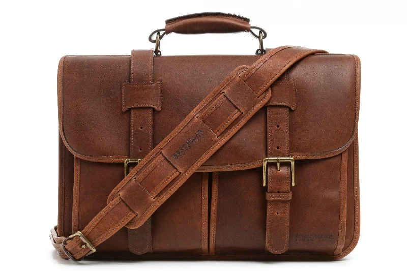 Messenger bag for luxury vacations-Korchmar Garfield Leather Laptop Messenger - Espresso