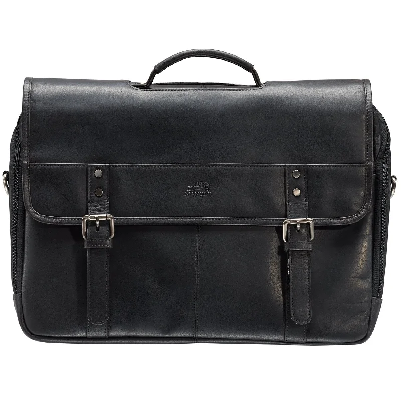 Briefcase with smooth leather-Mancini BUFFALO Double Compartment Briefcase for Laptop and Tablet