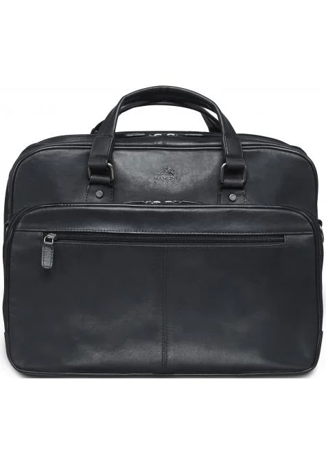 Briefcase with unique seams-Mancini BUFFALO Expandable Double Compartment Briefcase for 15.6 Inch Laptop / Tablet