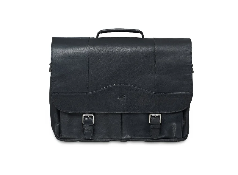 Briefcase with vented slots-Mancini BUFFALO Porthole Briefcase for 15.6'' Laptop / Tablet (RFID Blocking)