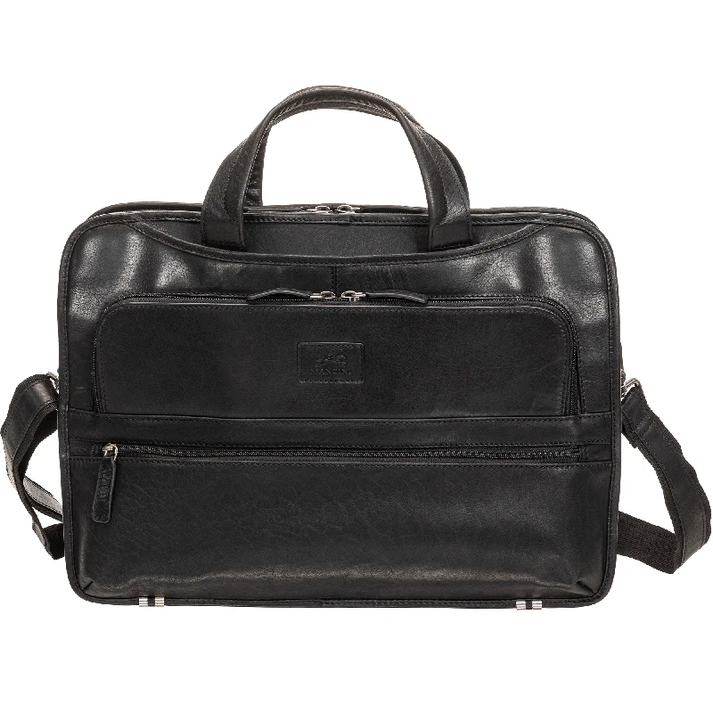 Briefcase for weekend escapes-Mancini BUFFALO Triple Compartment Briefcase for 15.6” Laptop / Tablet