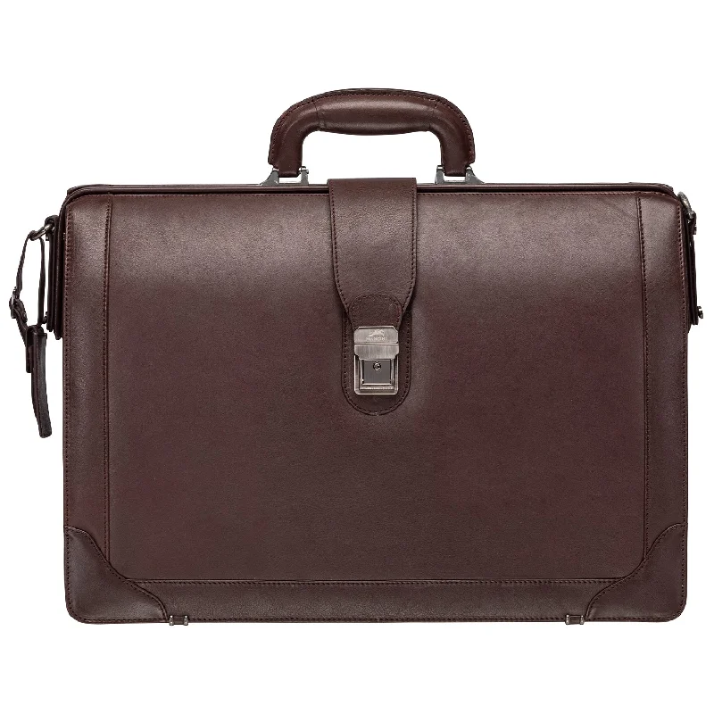 Briefcase with office tools-Mancini MILAN Luxurious Litigator Briefcase Pocket for 17.3” Laptop