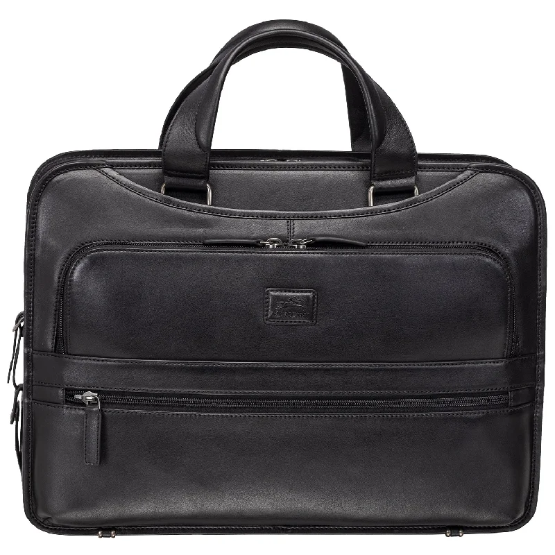 Briefcase with sealed closures-Mancini MILAN Triple Compartment Briefcase for 15.6” Laptop / Tablet