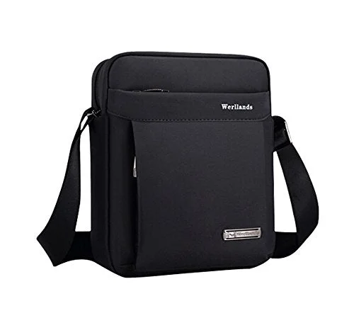 Briefcase with firm hooks-Men'S Waterproof Nylon Business Briefcase Durable Messenger Shoulder Bag Black