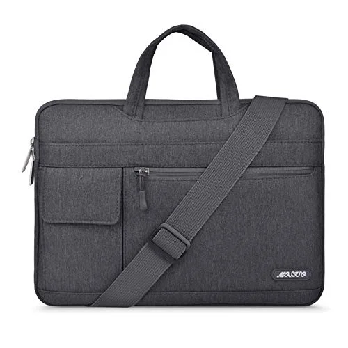 Briefcase with lush looks-MOSISO Laptop Shoulder Bag Compatible with MacBook Pro/Air 13 inch, 13-13.3 inch Notebook Computer, Polyester Flapover Briefcase Sleeve Case, Space Gray