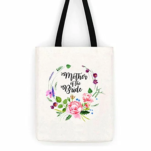 Mother Of The Bride Floral Wedding Cotton Canvas Tote Bag School Day Trip Bag