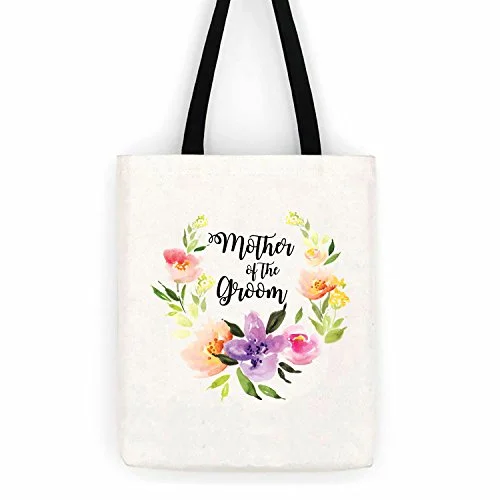 Mother Of The Groom Floral Wedding Cotton Canvas Tote Bag School Day Trip Bag