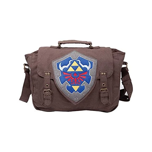 Messenger bag tough straps-Nintendo - Legend Of Zelda Hylian Shield Messenger Bag | Brown