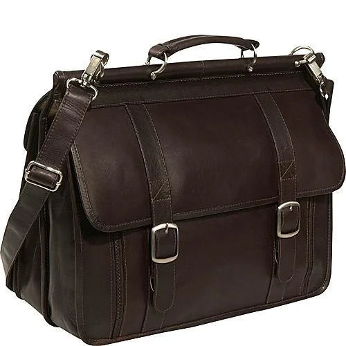 Briefcase with clip straps-Piel Leather European Briefcase