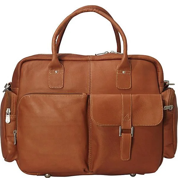 Briefcase with back zippers-Piel Leather Modern Executive Briefcase