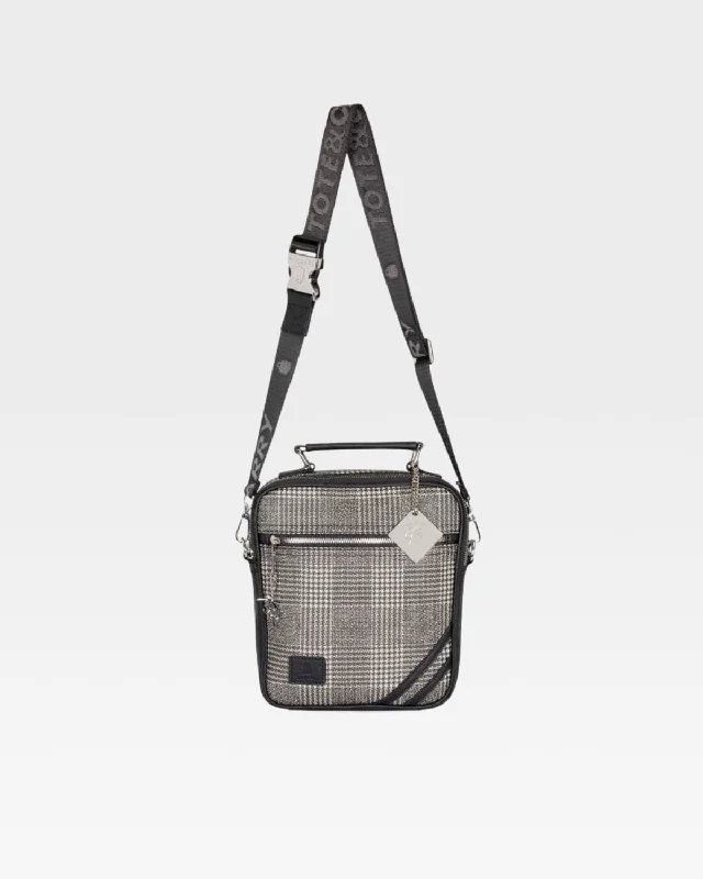 Messenger bag with hidden pockets-Plaid Mini Messenger in Black