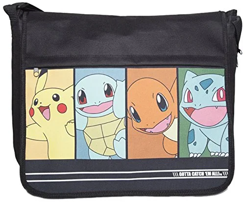 Messenger bag for urban travel-Pokemon - Starting Characters Messenger Bag | Black/Dark Blue