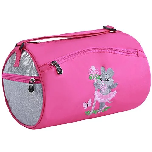 Duffel Bag Texas tough-Sassi Designs Girls Pink Ballerina Mice Fully Lined Small Roll Dance Duffel