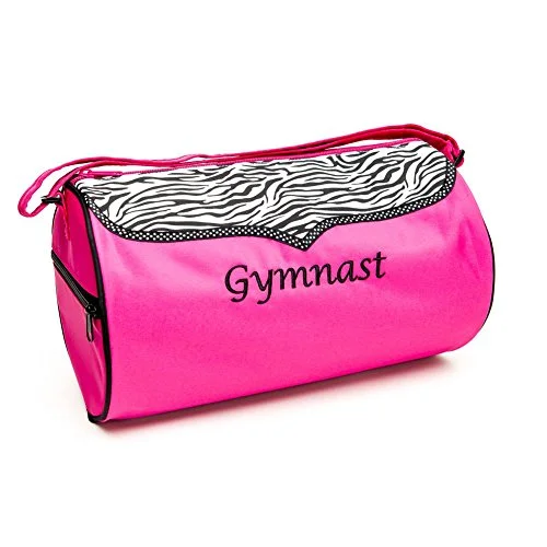 Duffel Bag Arizona dry-Sassi Designs Girls Pink Zebra Polka Dot Grosgrain Gymnast Medium Duffel Bag