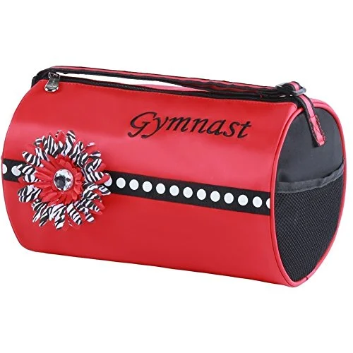 Duffel Bag Florida heat-Sassi Designs Girls Red "Gymnast" Flower Fully Lined Scarlet Small Roll Duffel