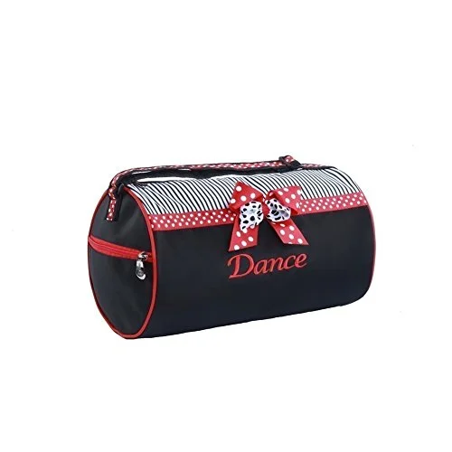 Duffel Bag Alaska cold-Sassi Designs Red "Dance" Grosgrain Ribbon Trim Mindy Small Roll Dance Duffel