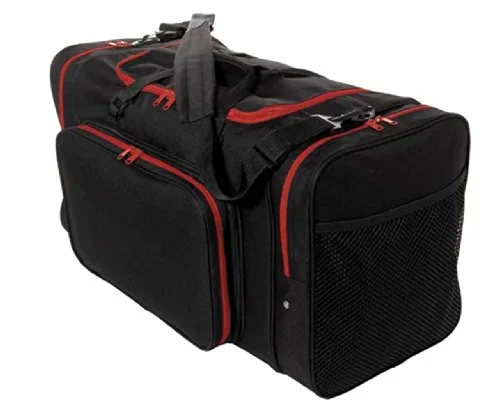 Duffel Bag Oklahoma-Sassi Designs Team Black 24" Duffel Bag With Red Zipper Trim