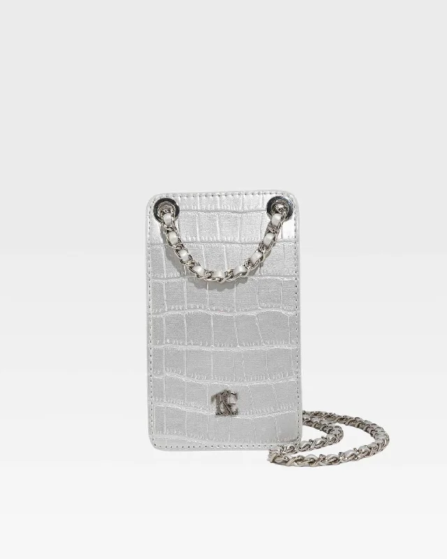 Messenger bag trendy trim-Phone Messenger Bag in Silver