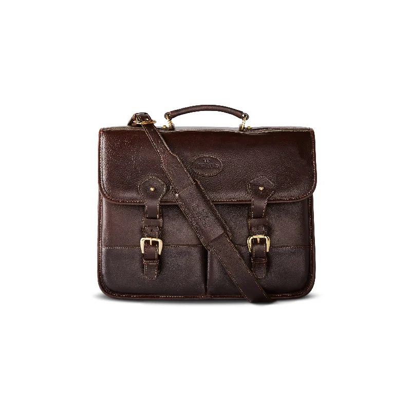 Briefcase with urban trips-DOUBLE FRONT POCKET LEATHER BRIEFCASE