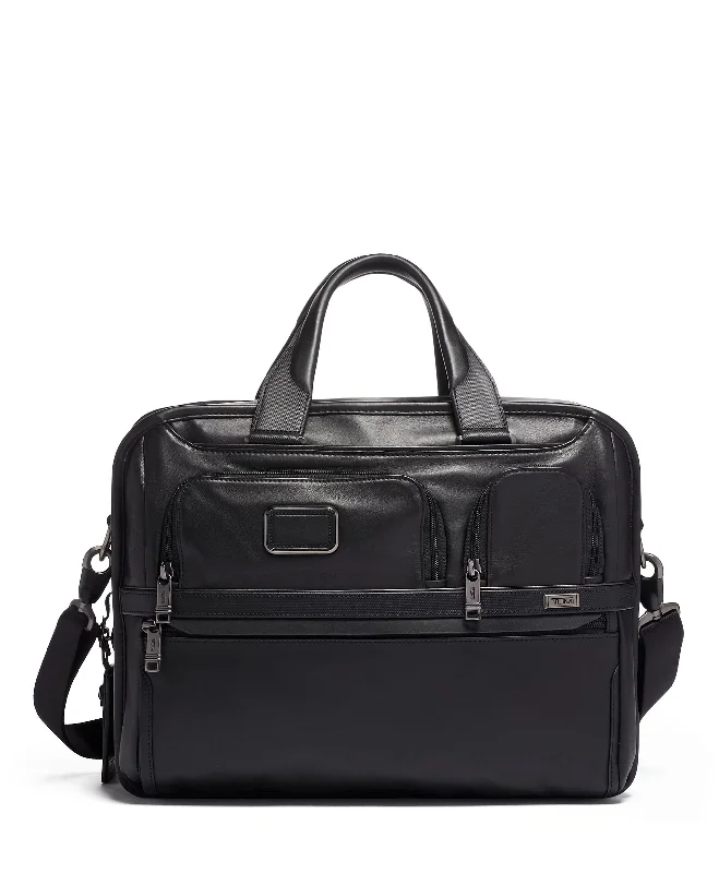 Briefcase with comfy padding-Tumi Alpha Expandable Organizer Laptop Brief - Leather