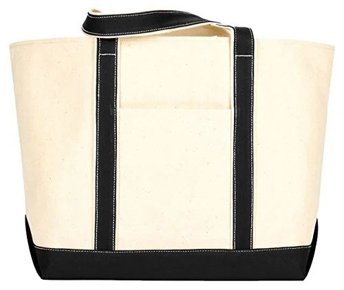 Ultraclub 8872 Extra-Large Canvas Boat Tote Bag - Natural & Black