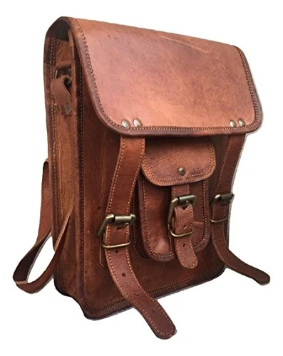 Messenger bag rugged straps-Vintage Craft Genuine 11 Inch Leather Shoulder Messenger Bag Ipad Satchel Bag