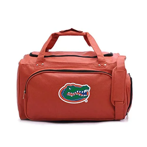 Duffel Bag camera bag-Zumer Sport Florida Gators Basketball Leather Travel Kit Duffel Gym Bag - Made from Genuine Basketball Materials - Shoulder Strap and Handles - Shoe Compartment - Orange