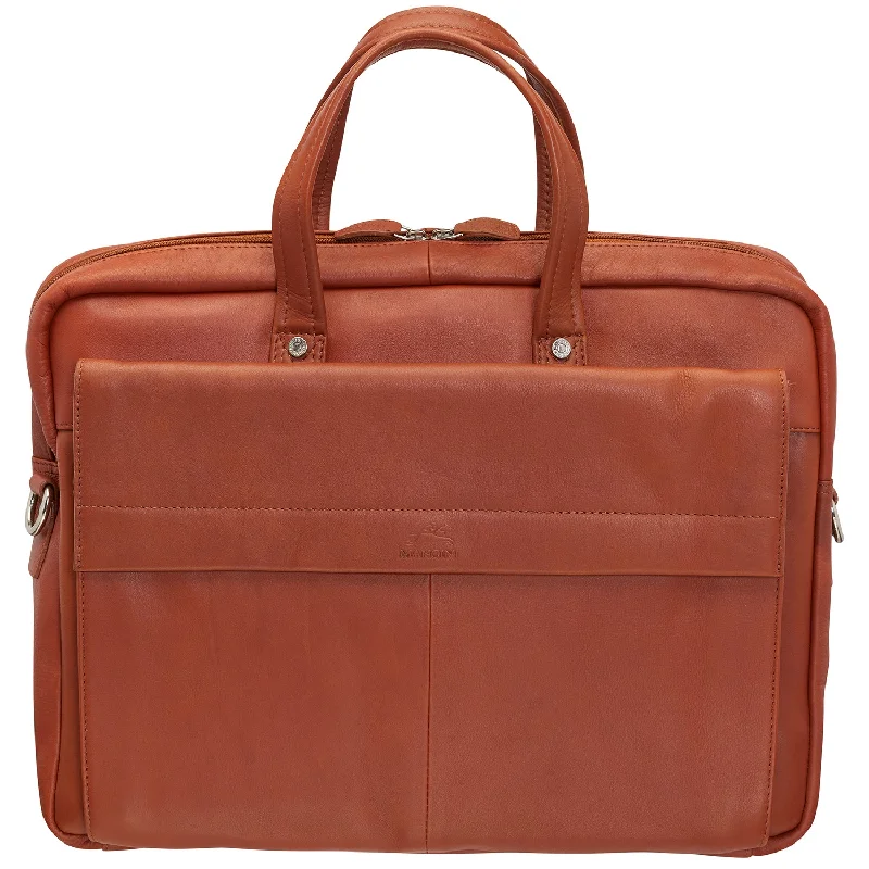 Briefcase for lunch boxes-Mancini Leather Slim Laptop/tablet Briefcase, 16.25" x 2.5" x 12", Cognac