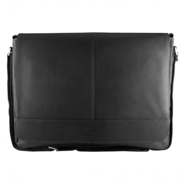 Messenger bag for plane travel-Mancini Leather Messenger Bag for 15.6" Laptop / Tablet with RFID Secure Pocket, 17.25" x 3" x 12", Black