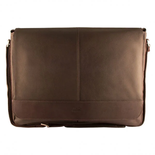 Messenger bag cool designs-Mancini Leather Messenger Bag for 15.6" Laptop / Tablet with RFID Secure Pocket, 17.25" x 3" x 12", Brown