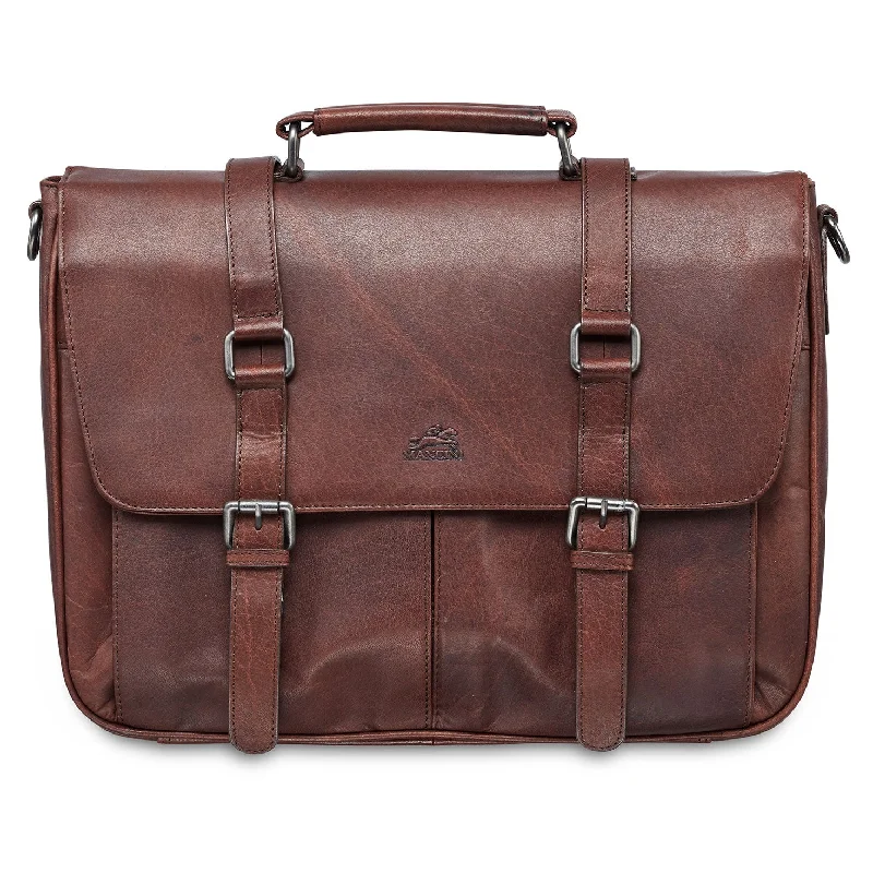 Briefcase for rainy days-Single Compartment Briefcase for 15" Laptop with RFID Secure Pocket, 15.25" x 4" x 11.5", Brown