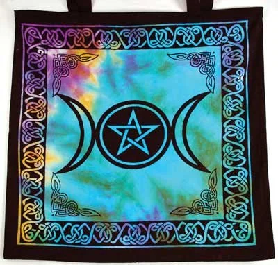 Azuregreen Rb74Tmp Triple Moon Pentagram Tote Bag