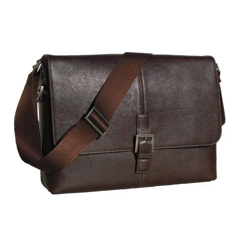 Messenger bag for urban style-Boconi Men'S Tyler Tumbled Single Buckle Messenger In Coffee Leather W/ Khaki